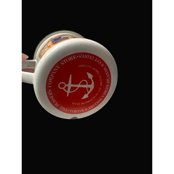 British Navy Pussers Rum Enamelware Mug With Handle 1.75L Hand Decorated Tortola - Picture 6 of 10